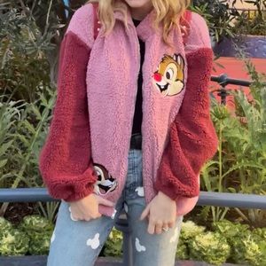 Chip and Dale Pink and Burgundy Sherpa jacket. Worn once.